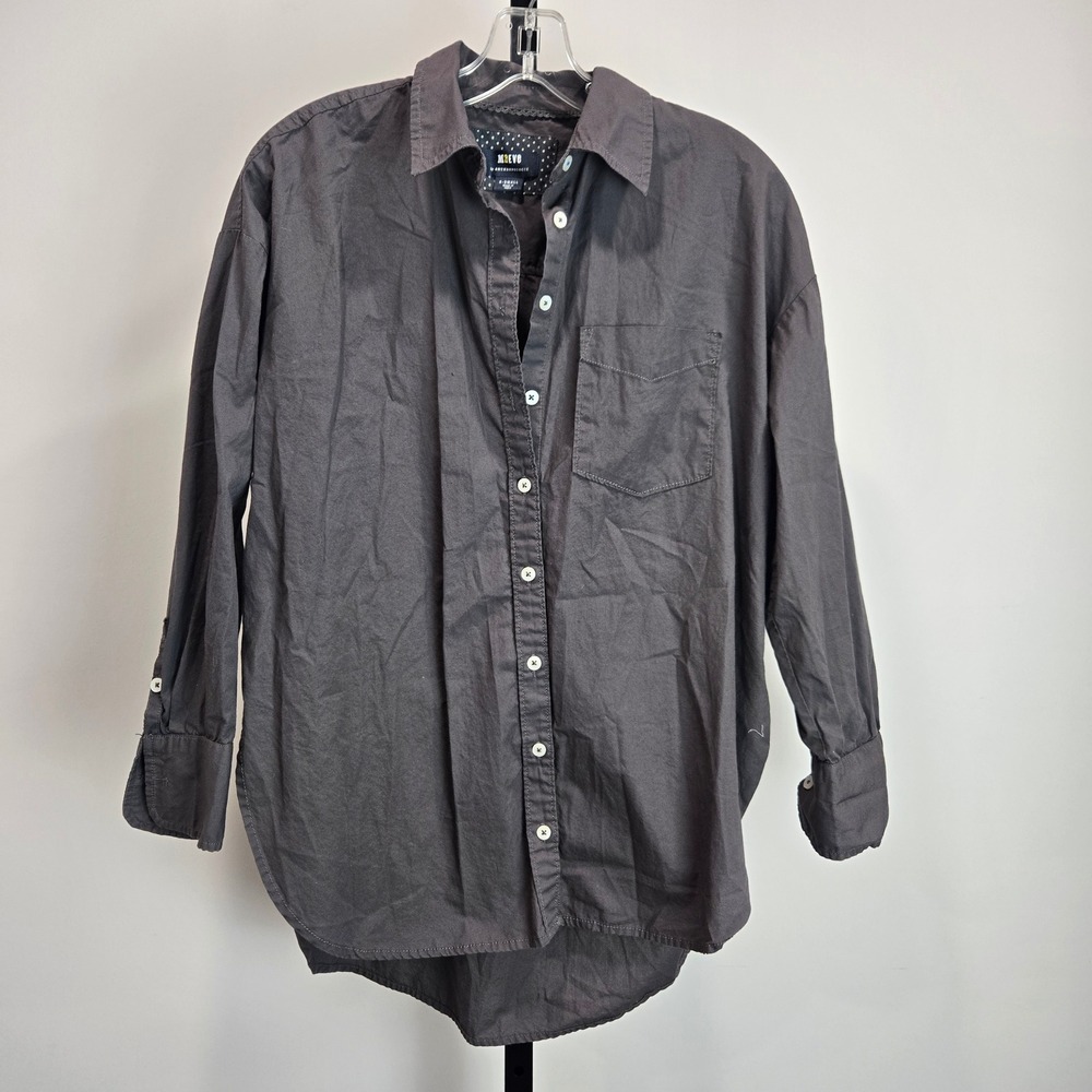 Maeve‎ Anthropologie Womens XS Gray Light Cotton Button Down Shirt Charcoal